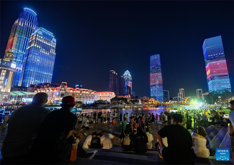 Νυχτερινή θέα στον ποταμό Χαϊχέ στον Δημο Τιεντζίν