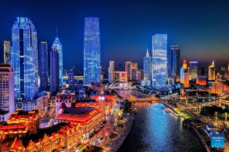 Πανοραμική θέα της πόλης Τιεντζίν της Κίνας