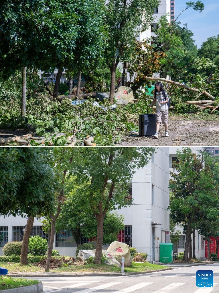 Οι εργασίες αποκατάστασης συνεχίζονται μετά την επέλαση ανεμοστρόβιλου στο Χουάνγκανγκ της επαρχίας Χουμπέι της Κίνας