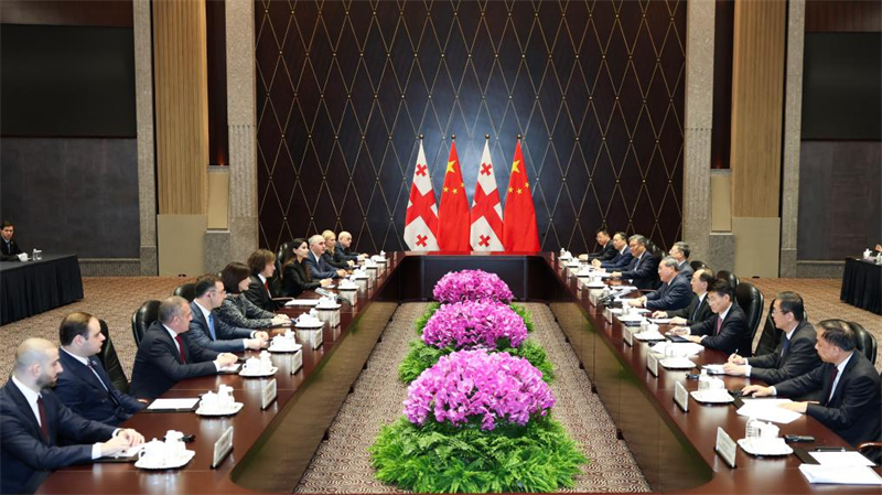 Ο Κινέζος Πρωθυπουργός Λι Τσιάνγκ συναντάται με τον Γεωργιανό Πρωθυπουργό Ηρακλί Κομπαχίτζε, ο οποίος βρίσκεται στην Κίνα για να συμμετάσχει στην 8η CIIE στη Σαγκάη, στην ανατολική Κίνα, στις 4 Νοεμβρίου 2025.